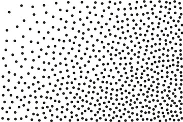 Background with irregular, chaotic dots, points, circle. Abstract monochrome pattern. Memphis style Random halftone. Pointillism