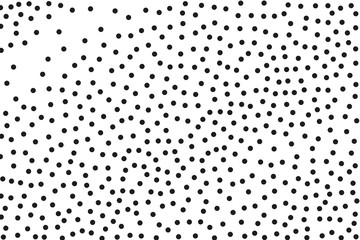 Background with irregular, chaotic dots, points, circle. Abstract monochrome pattern. Memphis style Random halftone. Pointillism