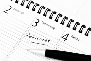 Zahnarzttermin im Kalender