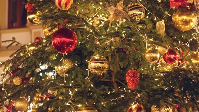Decorated and illuminated christmas tree