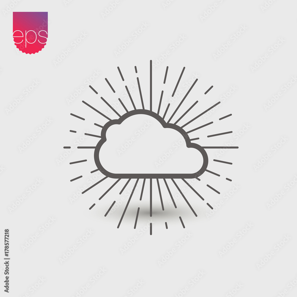 Poster Cloud technology simple Vector Icon. Vector emblem isolated on grey background. Vector