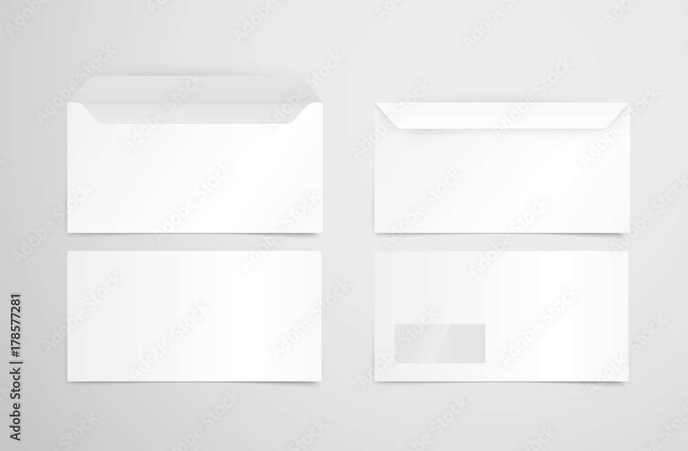 Poster white envelopes vector set. identity mockup