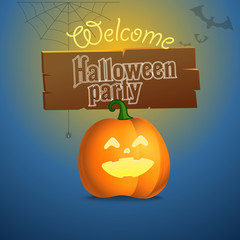 Happy Halloween greeting card. Color pumpkin silhouette