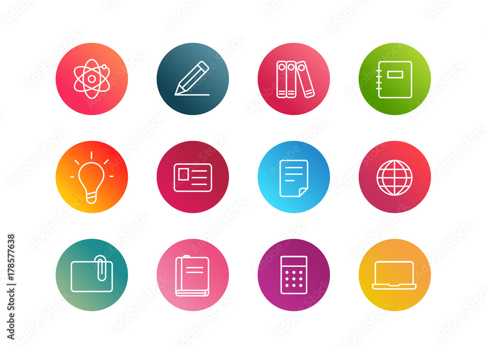 Leinwandbilder trendy app linear icons vector set on gradient backgrounds