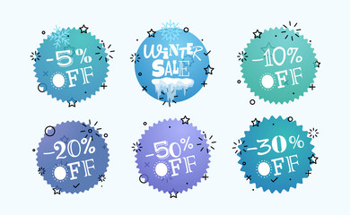 Different tags vector set. Winter sale banners collection
