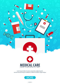 Medical poster. Health care. Vector medicine illustration.