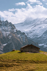 Shelter in the mountain with mountain background