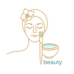 Cosmetology. Symbol for beauty and youthful skin. Vector art line