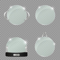 Set Of Glass Trophy Award. Vector illustration isolated on transparent background