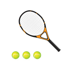Tennis racket and ball, vector design
