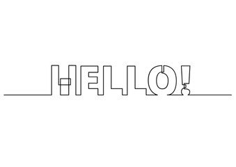 one line drawing of phrase - hello © OneLineStock