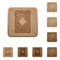 Two of diamonds card wooden buttons