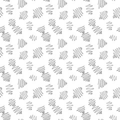 Vector endless seamless pattern of the inky black baby doodles hand drawn on white background in simple minimalist style.