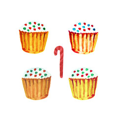 Watercolor cupcakes and Christmas sweet