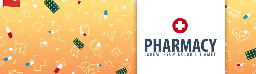 Obraz premium Pharmacy. Medical banner. Health care. Vector medicine illustration.