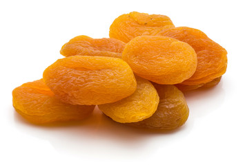 Orange dried apricots set isolated on white background