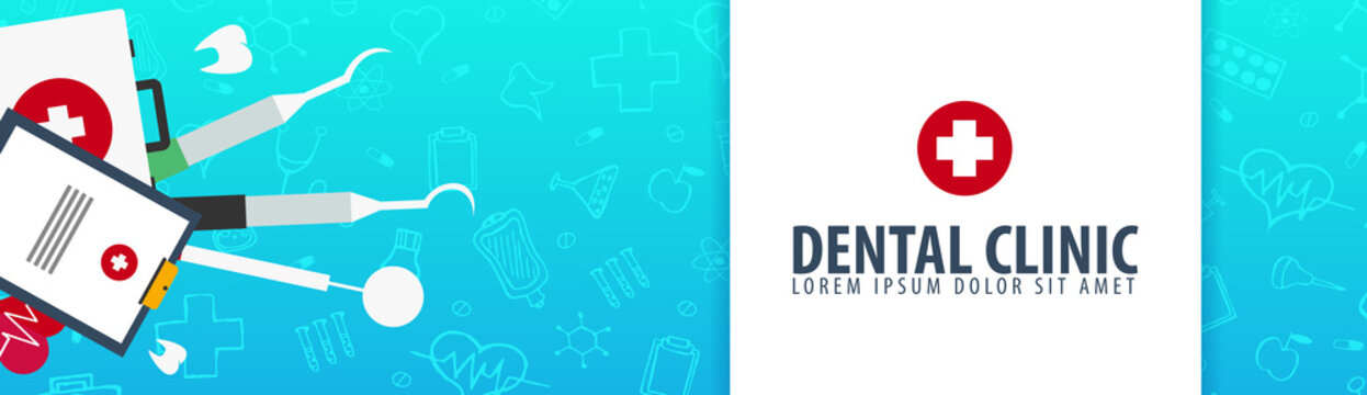 Dental clinic and Dentist. Medical banner. Health care. Vector medicine illustration.