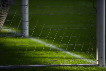 Torpfosten / Tornetz / Fussballtor im Stadion © Marcel Paschertz