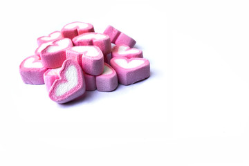 Obraz na płótnie Canvas Heart shaped marshmallows isolated