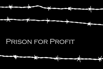 barbed wire black and white prison for profit  - 178585016
