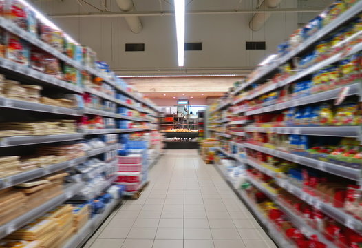 Blurred supermarket