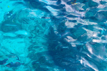 Aquamarine sea water texture. Transparent azure water in the sea.  Similan national park, Thailand. Artistic texture for marine themes. 