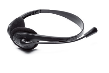 Fototapeta premium headset with microphone isolated on white