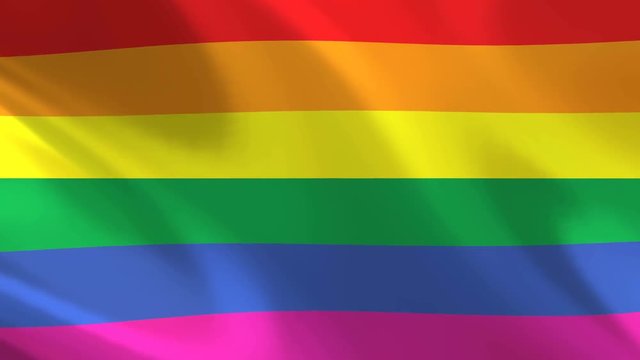 Rainbow gay flag waving in the wind - looped animation.