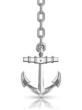  anchor with chain isolated on white background