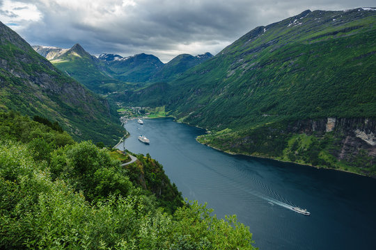 Blick auf den Geirangerfjord in Norwegen.
