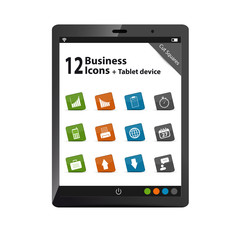 Business and office vector icons on mobile device