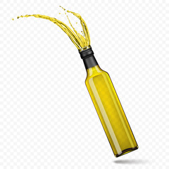 splash olive oil from glass bottle