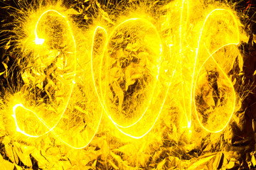 burning or glowing figures of 2018, colorful, bright, sparkling