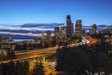 Fototapeta na wymiar Seattle City view, Skyline, Slow Exposure