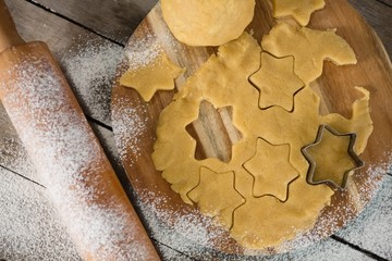 Overhead view of star shape on dough
