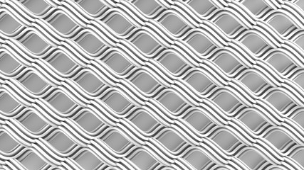 White grid abstract 3D rendering