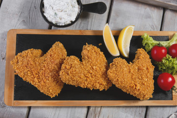 fried chicken wings breaded crispy with sauce