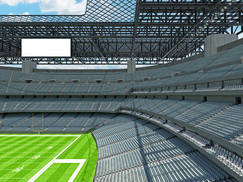 Modern American Football Stadium With Grey Seats