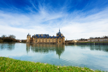 Panoramic view of Chateau de Chantilly, France - obrazy, fototapety, plakaty