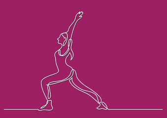one line drawing of woman doing yoga