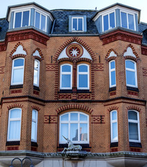 brick facade of the house