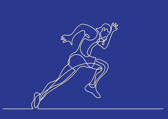 one line drawing of athlete running fast