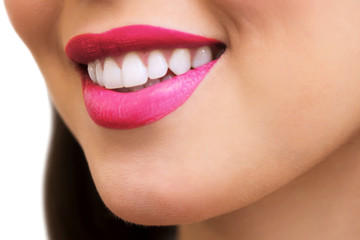 Fototapeta premium Woman smile. Teeth whitening. Dental care.