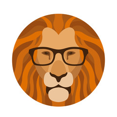 lion head face in the glasses vector illustration flat