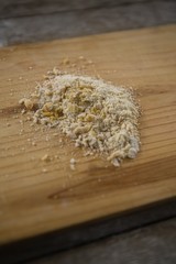 Close up of flour on cutting board
