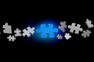 Puzzle pieces on a color background