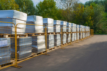 A row of road stone tiles. Accomplishment in the park.