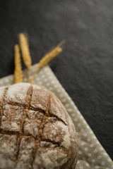 High angle view of brown bread