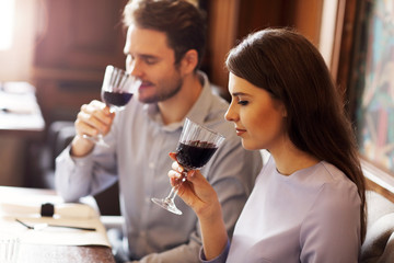 Romantic couple dating in restaurant