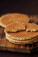 Fresh sweet Viennese wafers with caramel cream